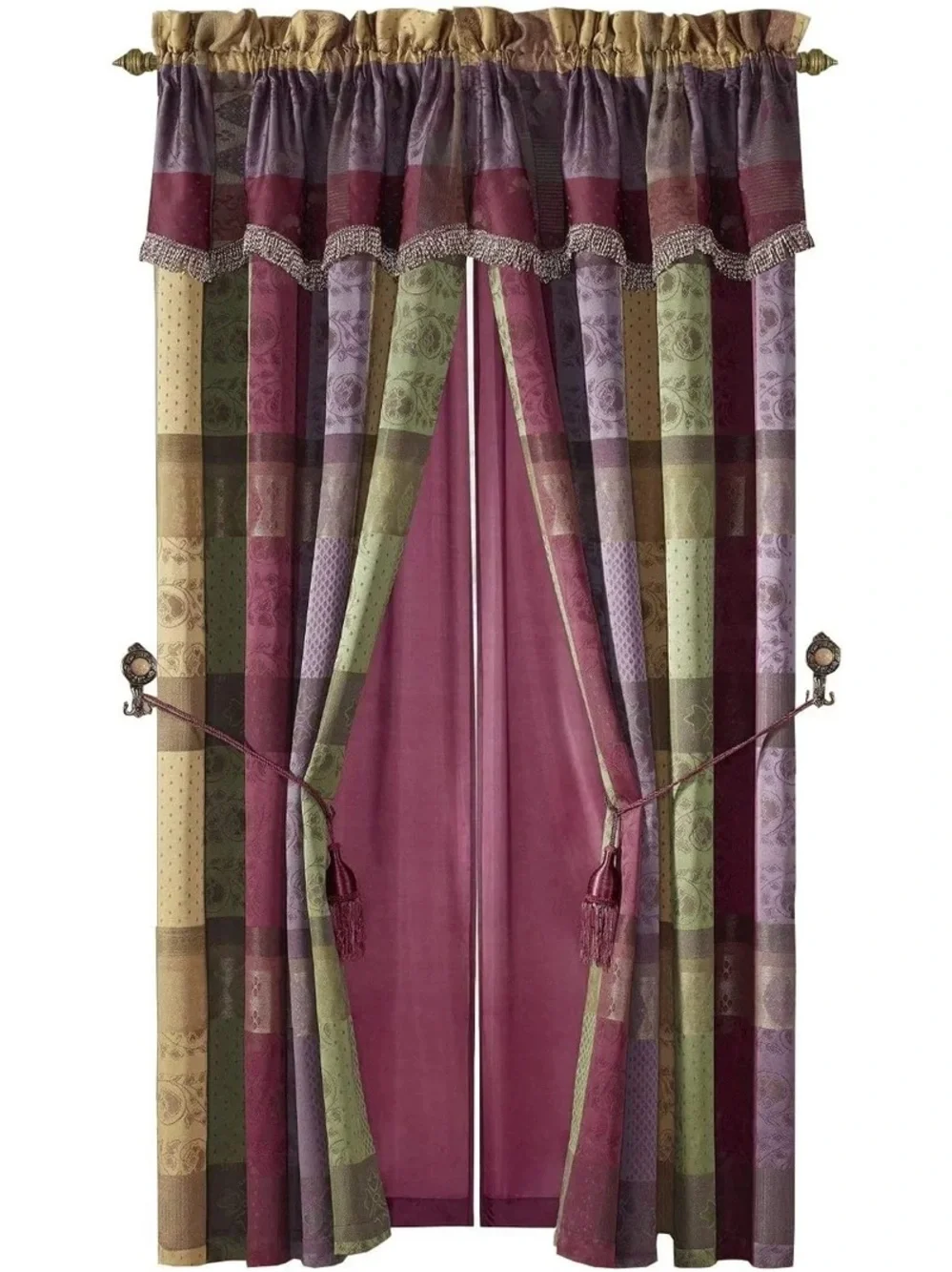 Multicolor Plaid Window Curtain Set